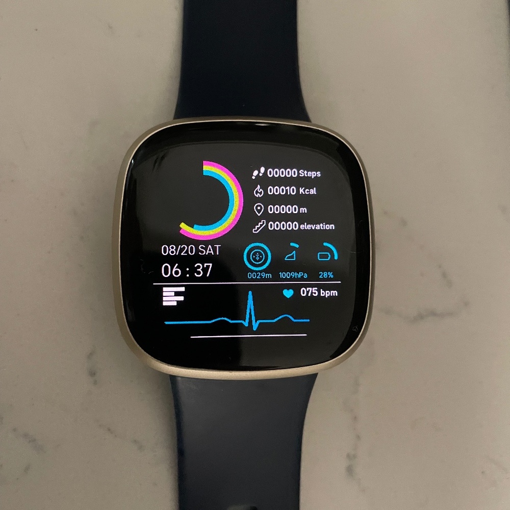 Fitbit Versa 3 Activity Tracker - Midnight/Soft Gold Aluminum